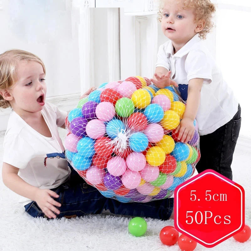 Colorful Baby Plastic Balls — Water Pool & Ocean Wave Balls with Basketball Hoop for Kids, Outdoor Tent Playhouse Toys