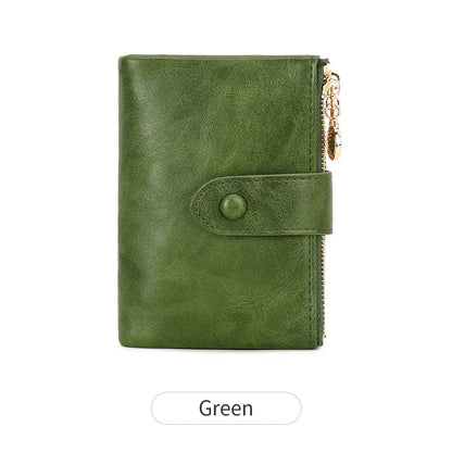 Minimalist Women’s Short Wallet – Large Capacity Triple-Layer Double Zipper Card Holder & Money Bag