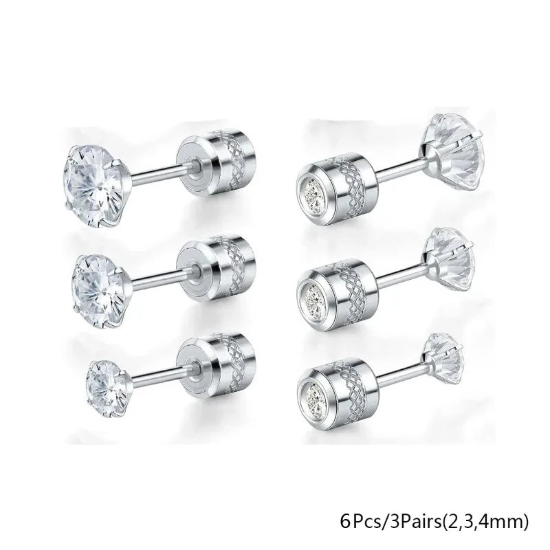 20G Titanium Stud Earrings – Hypoallergenic Tiny Cubic Zirconia Screw Back Cartilage & Tragus Piercing Jewelry