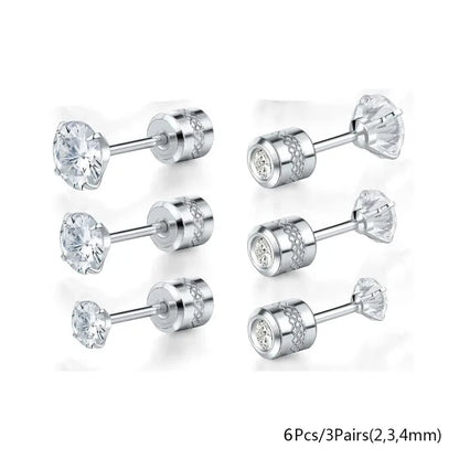 20G Titanium Stud Earrings – Hypoallergenic Tiny Cubic Zirconia Screw Back Cartilage & Tragus Piercing Jewelry