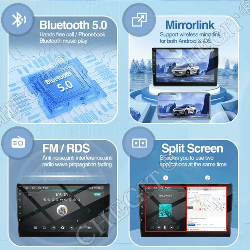 7/9/10-Inch Android 13 Car Radio - Wireless CarPlay, Bluetooth, 64GB Multimedia Stereo