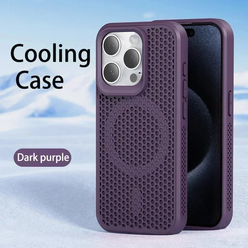MagSafe Cooling Phone Case for iPhone - Breathable Hard Back Cover with Heat Dissipation