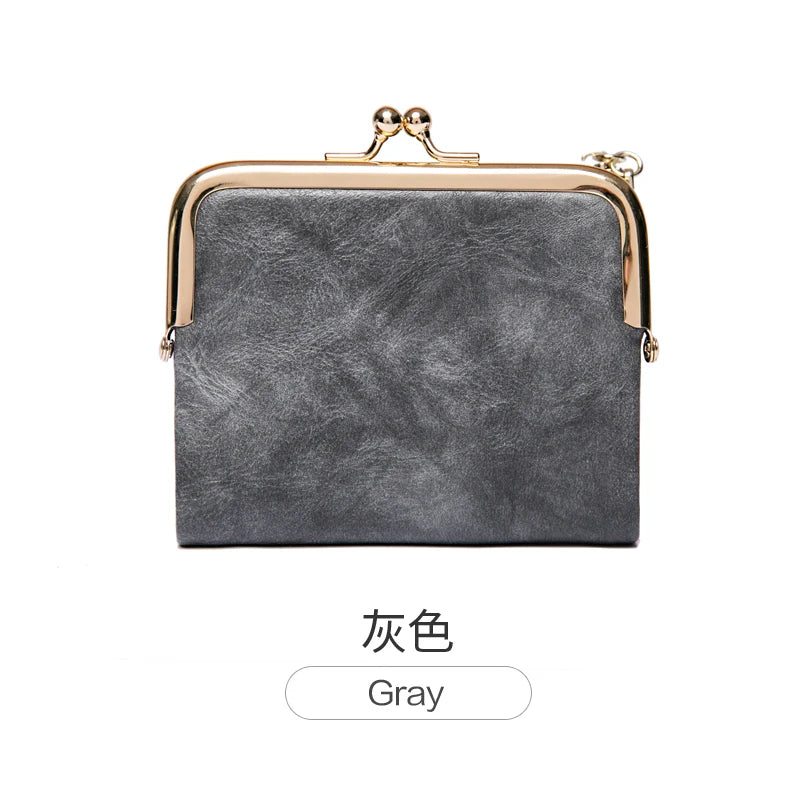 MIYIN Women’s Small Wallet – RFID Compact Bifold Leather Coin Purse with Zipper & Kiss Lock, Vintage Design