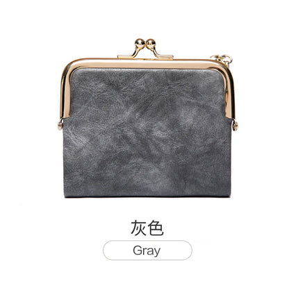 MIYIN Women’s Small Wallet – RFID Compact Bifold Leather Coin Purse with Zipper & Kiss Lock, Vintage Design
