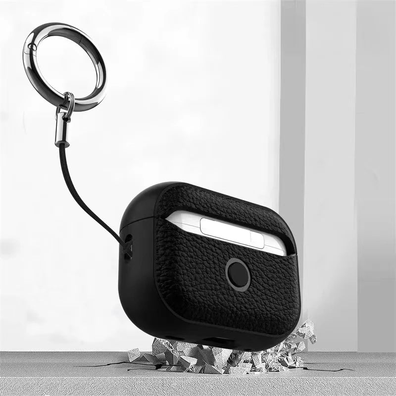Leather Texture Case for Apple AirPods 1–4 & Pro — Protective Wireless Earphone Cover Anti-Lost