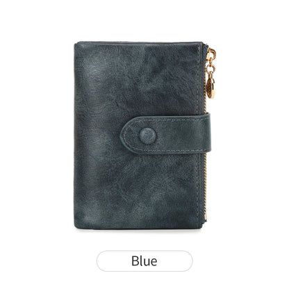 Minimalist Women’s Wallet – Short Three-Layer Large Capacity Double Zipper Card & Money Holder