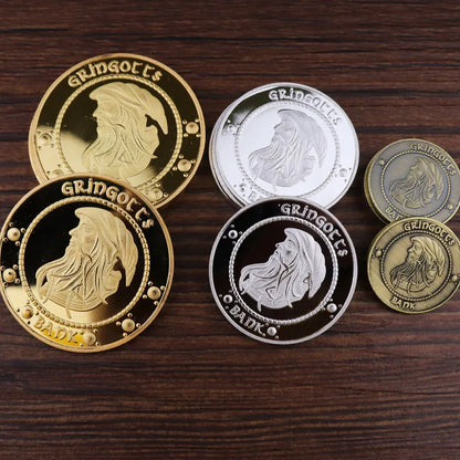Harry Potter Gringotts Commemorative Coin Badge – Gold Galleon Money Bag Collectible, Birthday Gift