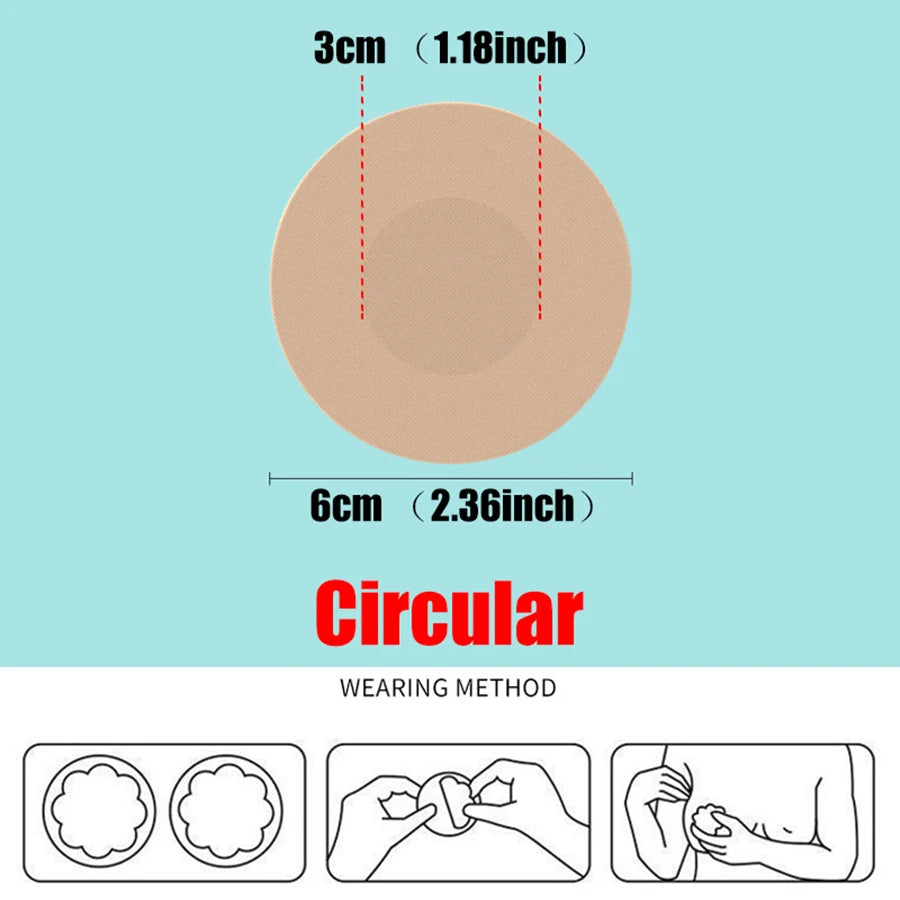 100PC Disposable Cloth Nipple Covers – Invisible Bra Pasties, Breast Petals & Chest Stickers for Women