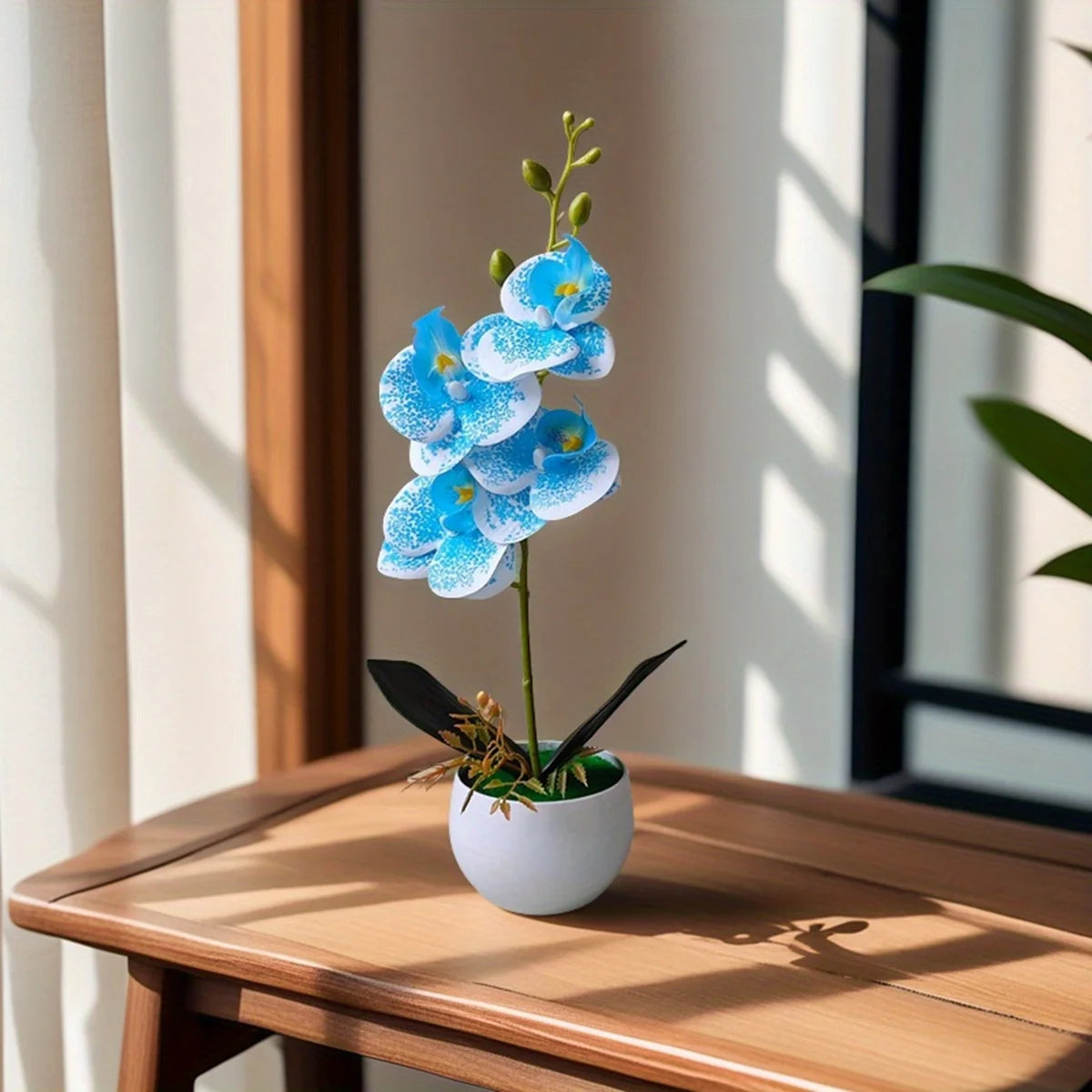 Realistic Artificial Orchid in Plastic Pot – Fake Flower Decoration for Home, Office & Hotel