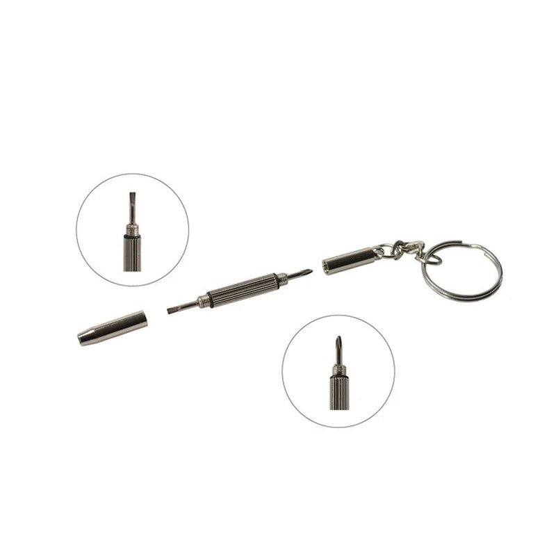 3-in-1 Glasses Screwdriver Kit – Portable Eyeglass & Watch Repair Tool with Keychain, Precision Hand Tools