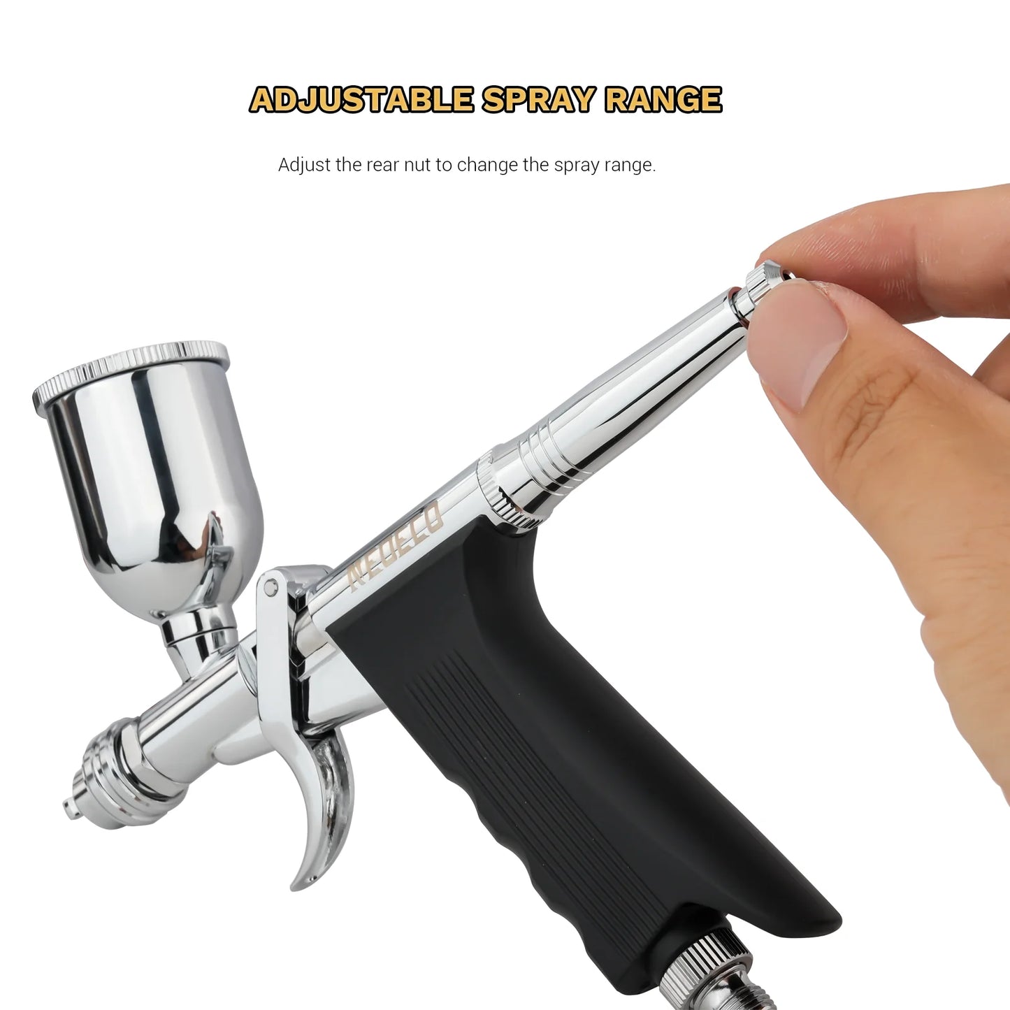 Gravity-Feed Dual-Action Airbrush — Pistol Grip Trigger Fan Spray Gun with 0.3mm/0.5mm Nozzles & 15CC Fluid Cups for Car Models & DIY