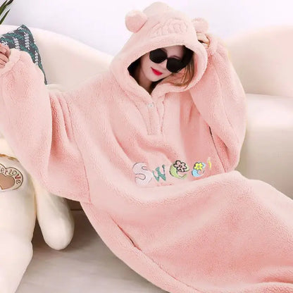 WASART Winter Hooded Fleece Blanket – Ultra Plush Oversized Sweater Blanket with Sleeves, Warm Flannel for Outdoor Use