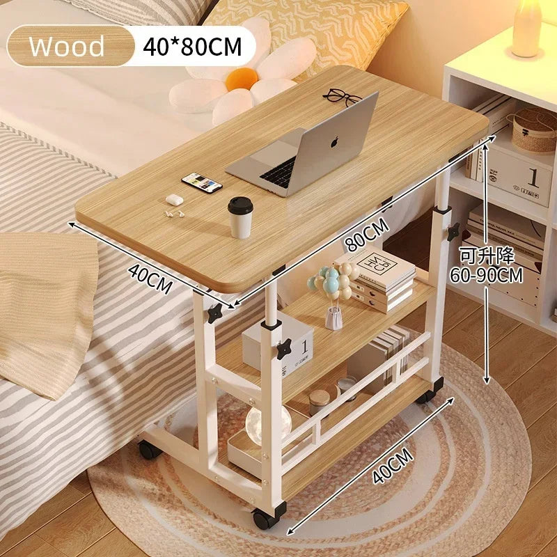 Adjustable Laptop Desk with Wheels - Portable Mobile Computer Table for Bedroom, Office & Study