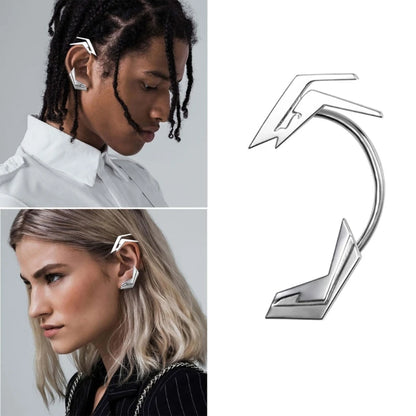 Unisex Silver Ear Clips – Futuristic Skeletal Spine Ear Hooks Jewelry for Y2K Trendsetters