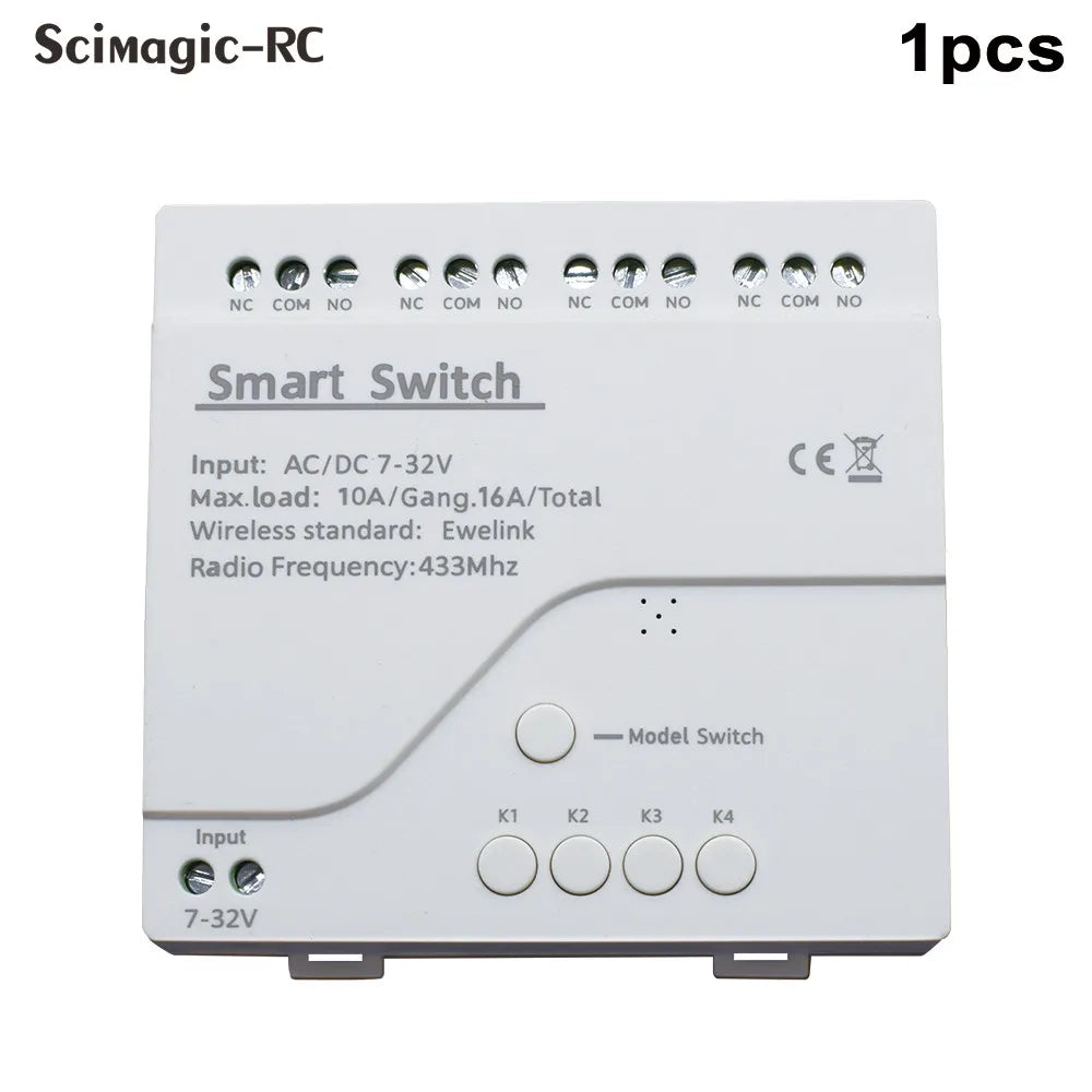 Tuya Zigbee & eWeLink Smart WiFi Module Switch, 4CH Relay 12V/24V/110V/220V RF 433 Remote Control, Works with Alexa & Google Home