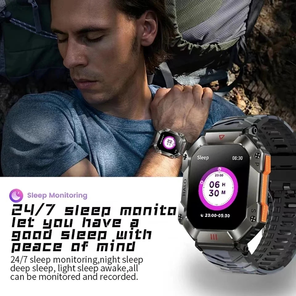 2024 Military-Grade Men's Smart Watch - GPS, Compass, Weather Tracking, AI Voice, 120+ Sports Modes, 620mAh Battery for Outdoor Activities