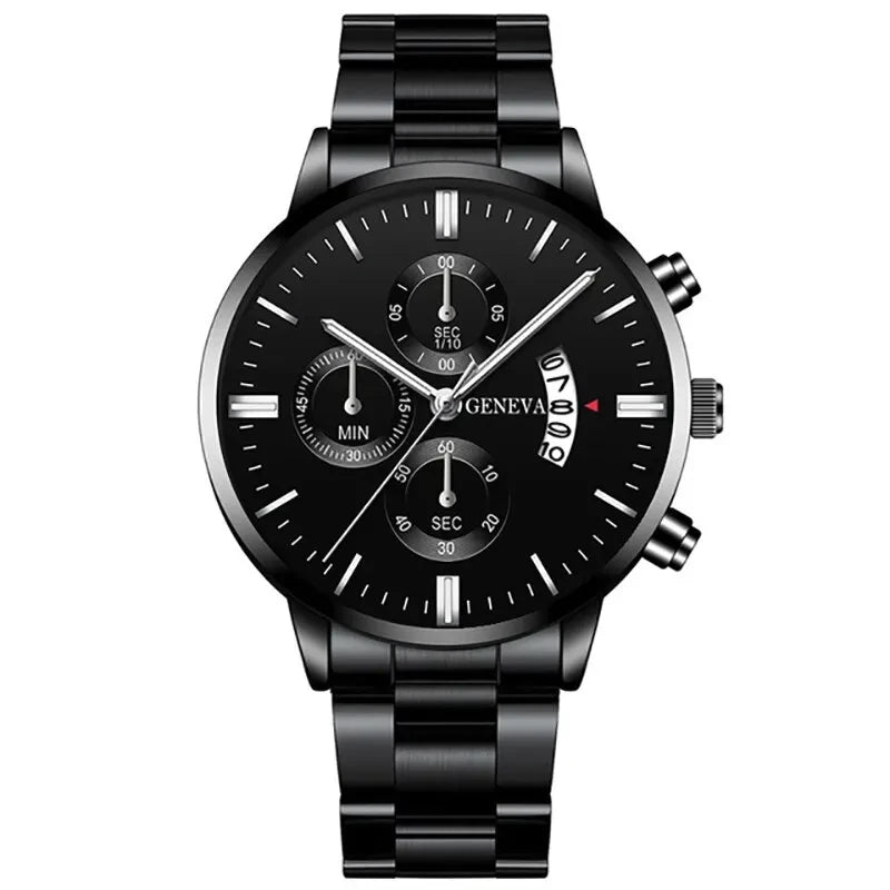 Fashion Men's Stainless Steel Watch – Luxury Quartz Wristwatch with Calendar for Business & Everyday Wear
