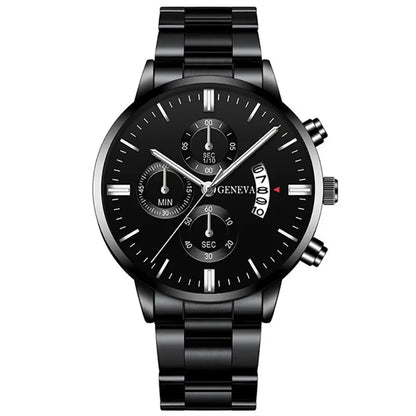 Fashion Men's Stainless Steel Watch – Luxury Quartz Wristwatch with Calendar for Business & Everyday Wear