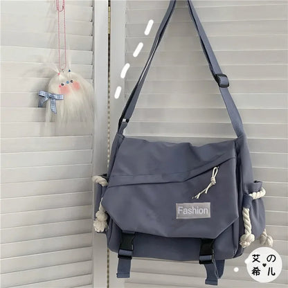 Youth Fashion Nylon Crossbody Bag – Large Capacity Canvas Shoulder Messenger School Bag for Women & Girls