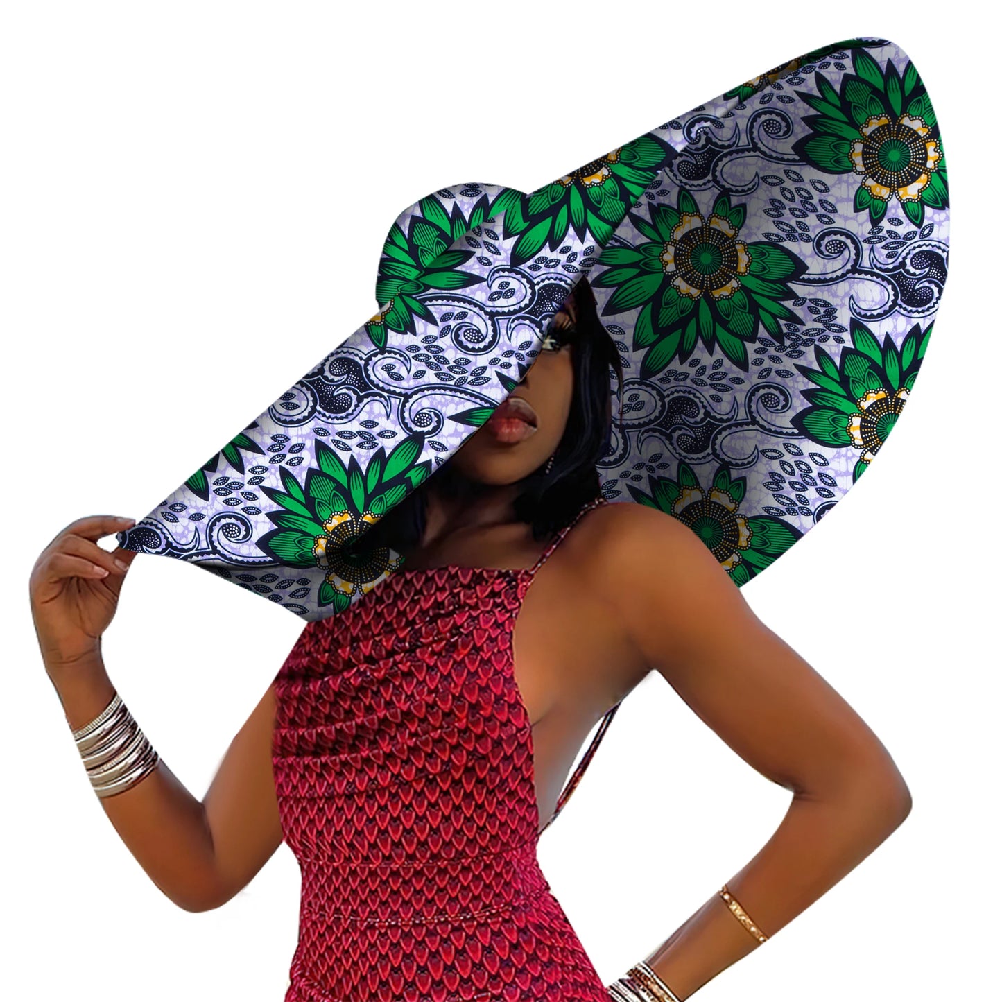African Ankara Sun Hat - Women's Large Brim Summer Beach Hat
