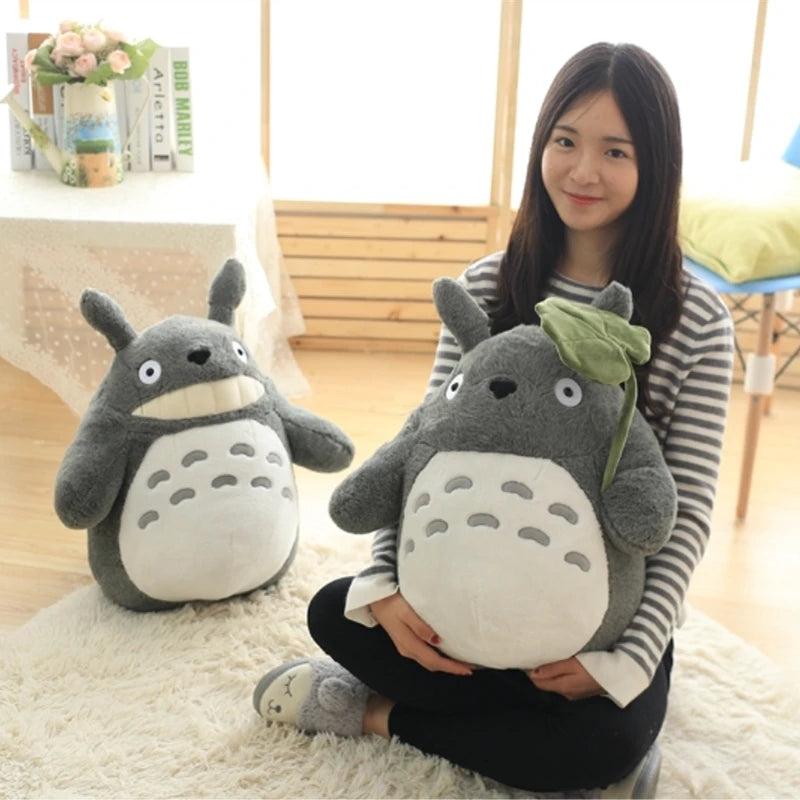 Cartoon Laugh Heartily Totoro Plush Toy — Stuffed Anime Movie Totoro, Lotus Leaf Pillow Plushie, Japanese-Style Doll Gift