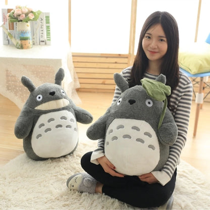 Cartoon Laugh Heartily Totoro Plush Toy — Stuffed Anime Movie Totoro, Lotus Leaf Pillow Plushie, Japanese-Style Doll Gift