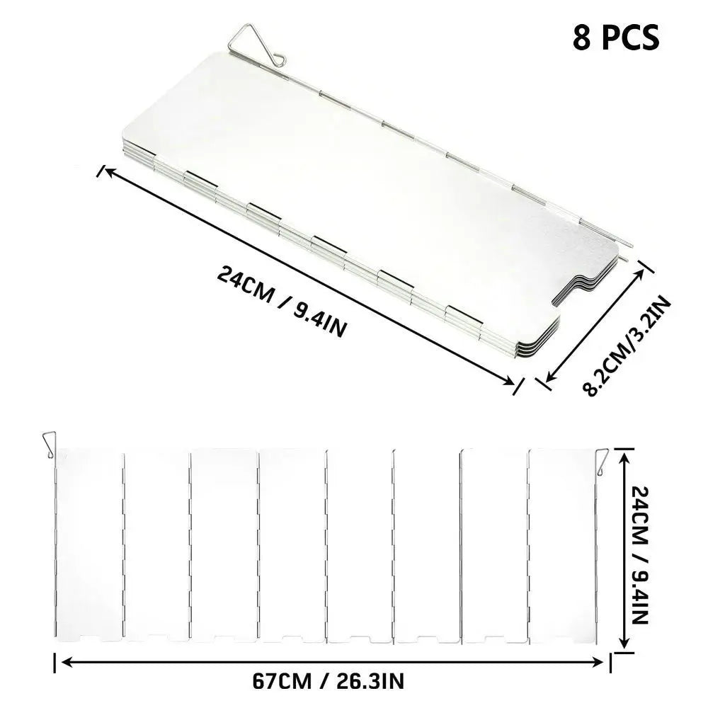Aluminum Alloy Gas Stove Wind Shield – Windproof Screen for Outdoor Camping & Picnic (8-16 Plates)