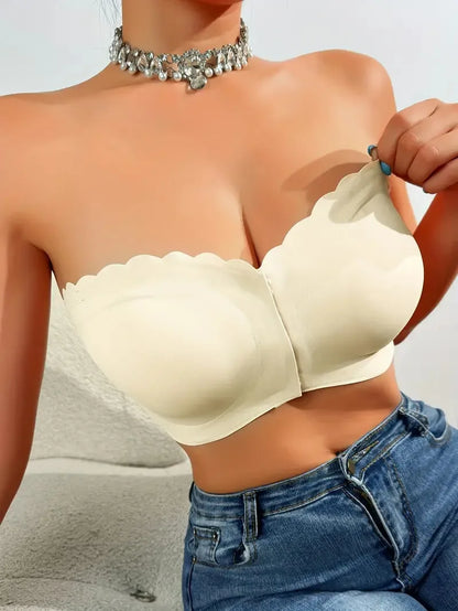 Front Button No-Wire Bra — Smooth, Breathable, Comfortable Underwear, Solid Color, Invisible & Seamless Design