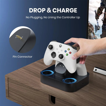 NEWDERY Xbox Controller Charging Station — Fast Charge Dock for Xbox One, Series X & S with 2×1100mAh Battery Packs