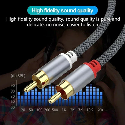 2RCA to 2RCA Stereo Audio Cable Male to Male HiFi RCA Jack Cord for Home Theater, HDTV, DVD Player & Amplifier Speakers