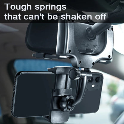 SEAMETAL Rearview Mirror Phone Holder - Adjustable Rotating Car Mount for Stable Smartphone Navigation