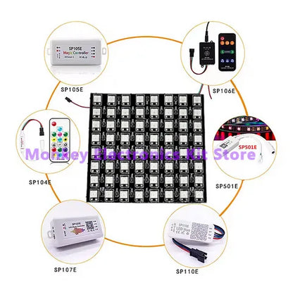 8x8 WS2812 LED Matrix Module – 64-Bit 5050 RGB Programmable Display Panel