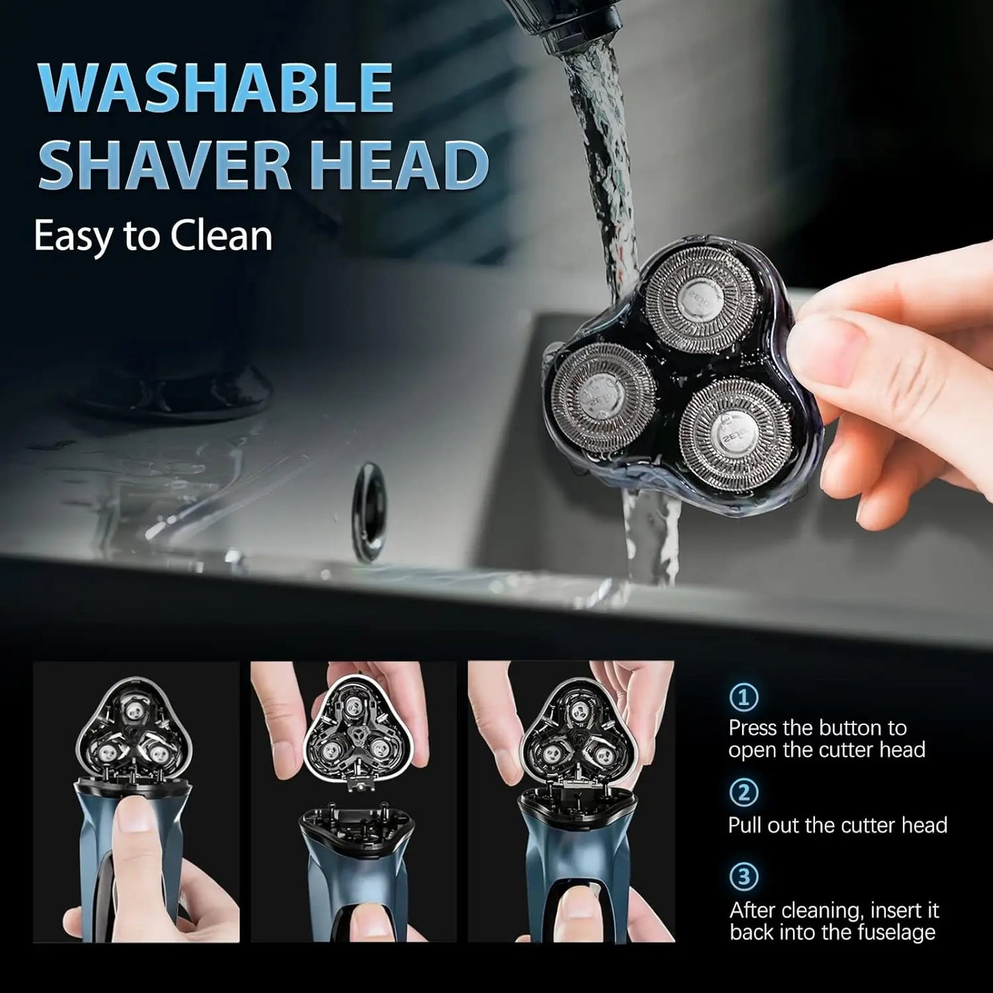 Sejoy Electric Razor for Men – 3-Blade Foil Shaver with 7500 RPM High-Speed Motor & Digital Power Display