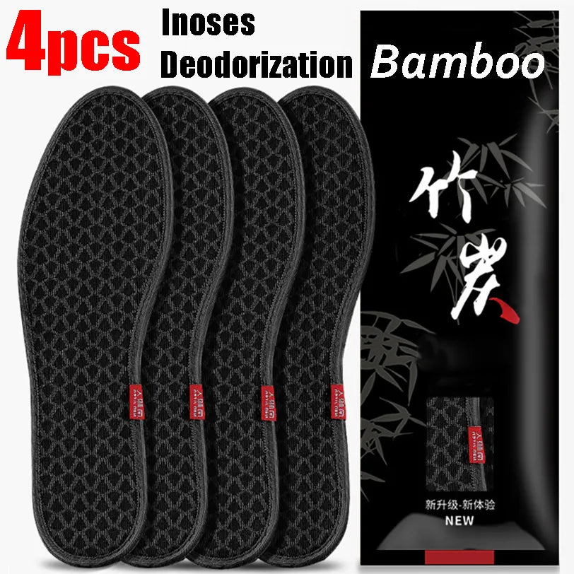 Revitalize Your Steps: Bamboo Charcoal Deodorant Insoles - Breathable, Sweat-Absorbent Shoe Pads for Men's Running Sports - Lightweight Inserts by Brioche