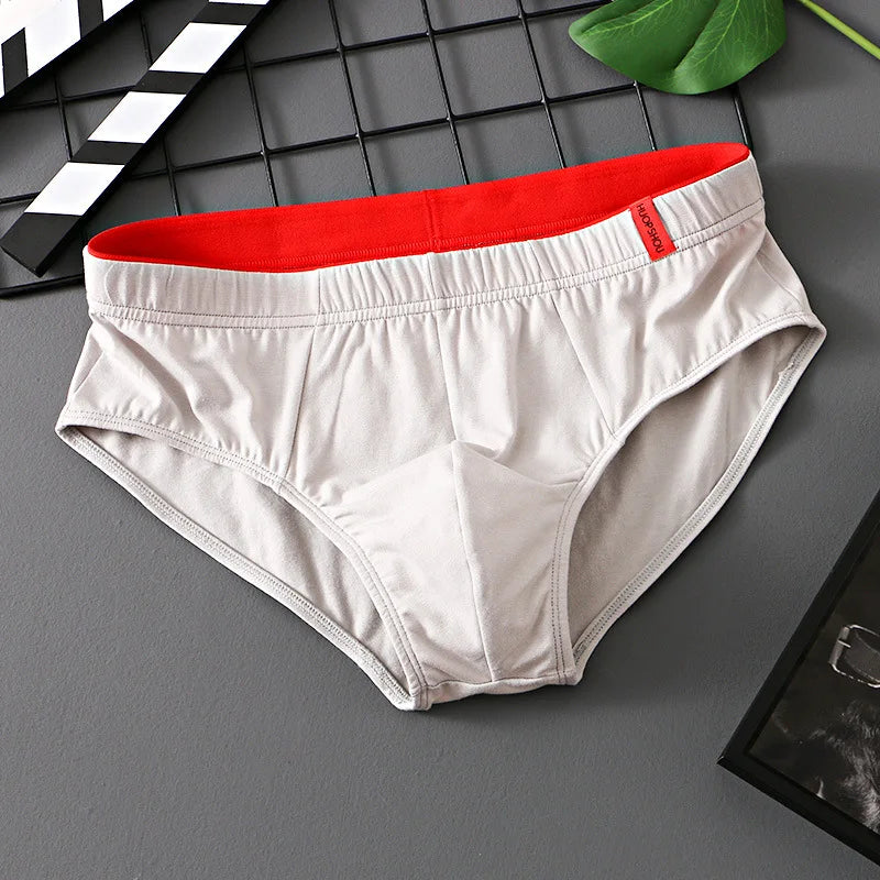 Men’s Cotton Briefs with Convex Pouch – Low Rise Breathable Solid Color Underwear (1/3PCS Pack) Comfortable Youth Fit