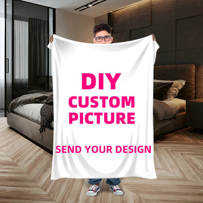 Custom Personalized Wool Blanket – Photo & Text Printed Sofa Throw, Unique Gift for Pets, Friends & Family