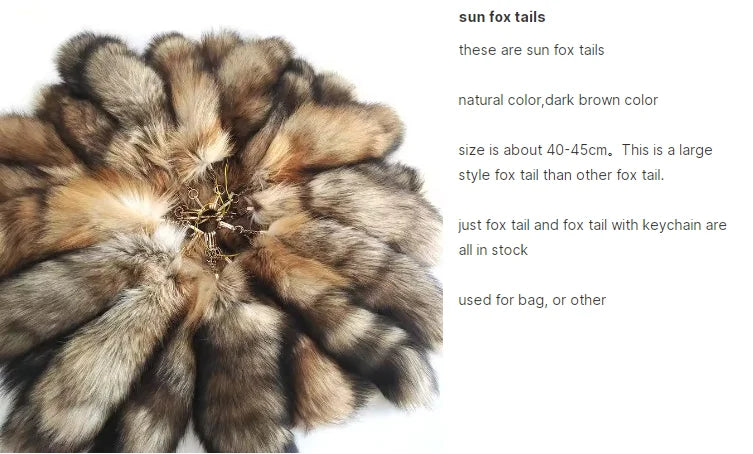 Real Fox Fur Tail Keychain – Large Natural Fur Pendant for Cosplay, Bags, Cars, and Women