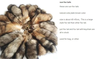 Real Fox Fur Tail Keychain – Large Natural Fur Pendant for Cosplay, Bags, Cars, and Women