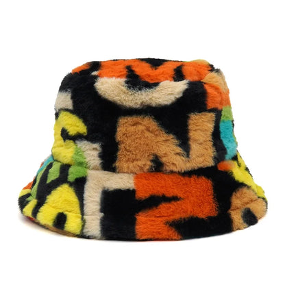 Women’s Winter Bucket Hat – Fashion Leopard Panama, Warm Vintage Faux Fur Fisherman Cap