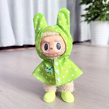 17CM Labubu Monster Doll Clothes – DIY Colorful Raincoat Outfit with Cute Candy Dots, Kids’ Gift Accessories