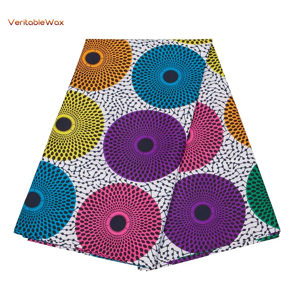 Ankara African Wax Print Fabric - Batik Pagne Polyester Material for DIY Sewing, Patchwork & Wedding Dress Craft