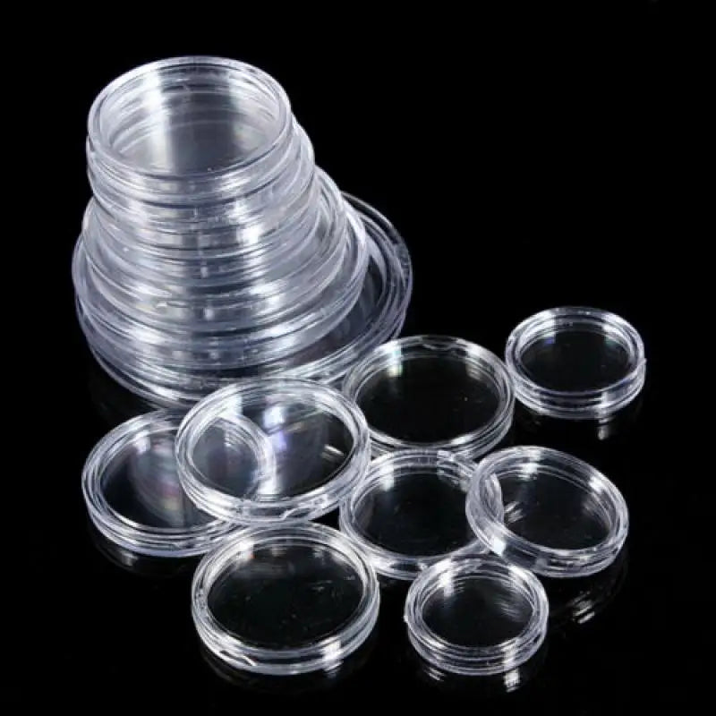 Coin Capsules Storage Box - Clear Plastic Holders for 21/23/25/30/32/38/40/45mm Coins