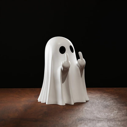 Middle Finger Ghost Statue - Cute Halloween Horror Figurine for Coffee Table & Home Decor