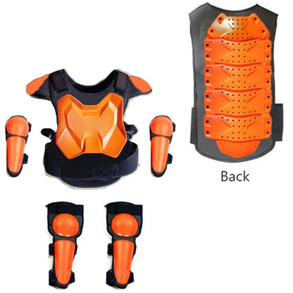 Kids Motocross Body Armor Vest – Chest, Spine & Knee Protection Gear for Boys & Girls (Height 0.85–1.7m)