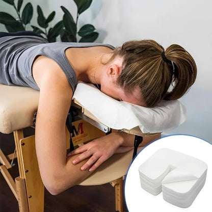 500/100PCS Disposable Face Cradle Covers – Soft Non-Woven Headrest Paper for Massage, Spa & Salon Beauty Supplies