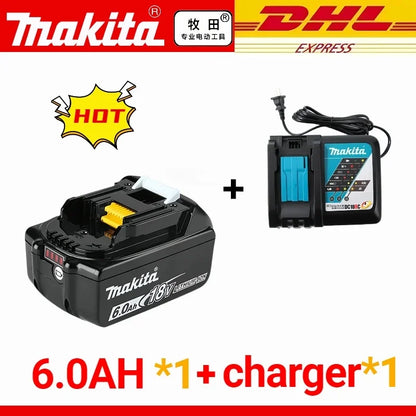 Genuine Makita 18V Battery – 6Ah/5Ah/3Ah Rechargeable for Drill DGA404, DDF487, DTW700, DTD173, HR410D, DJV182, LXT400