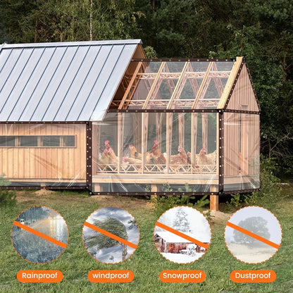 Clear Waterproof Tarp with Grommets – Heavy-Duty Transparent Cover for Patio, Henhouse, Porch, Plants & Camping Shelter