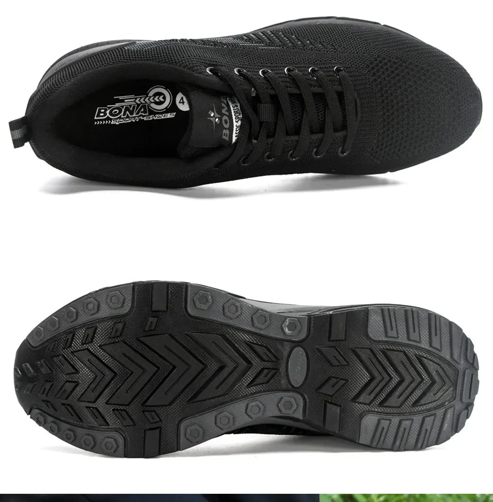 BONA Men's Outdoor Walking Sneakers — Lace-Up Athletic & Running Shoes, Comfortable Popular Style