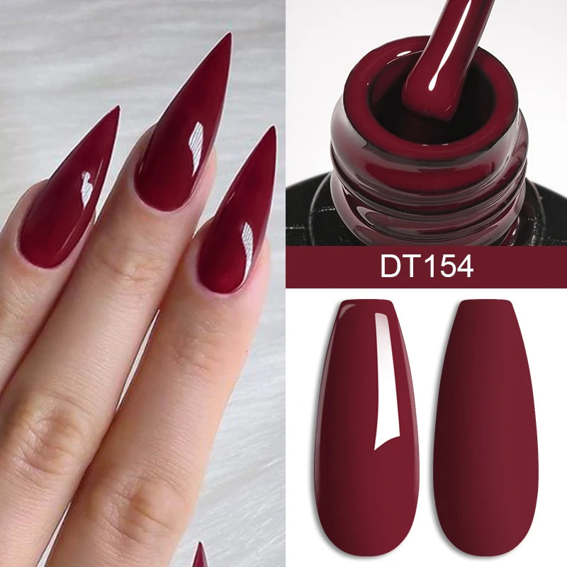 MEET ACROSS 7ml Red Gel Nail Polish – Crystal Semi-Permanent Soak-Off UV Gel, Matte Top Coat and Base Varnish for Nail Art Manicure