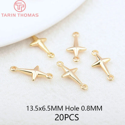24K Champagne Gold Cross Charms - Small Brass DIY Jewelry Pendants & Craft Accessories